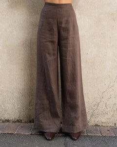 ARCHICO LINEN PANTS - Chocolate