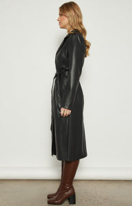 ANIRA FAUX LEATHER COAT - Black
