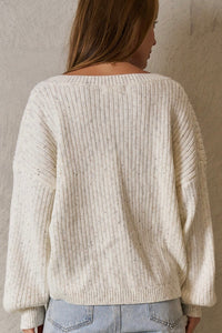 ELSA V NECK JUMPER - Cream