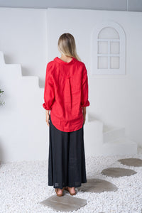 JESSICA LINEN SHIRT - Red