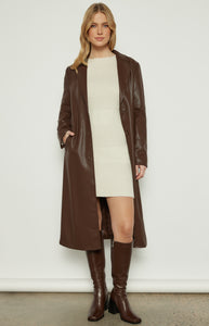 ANIRA LEATHER COAT - Espresso