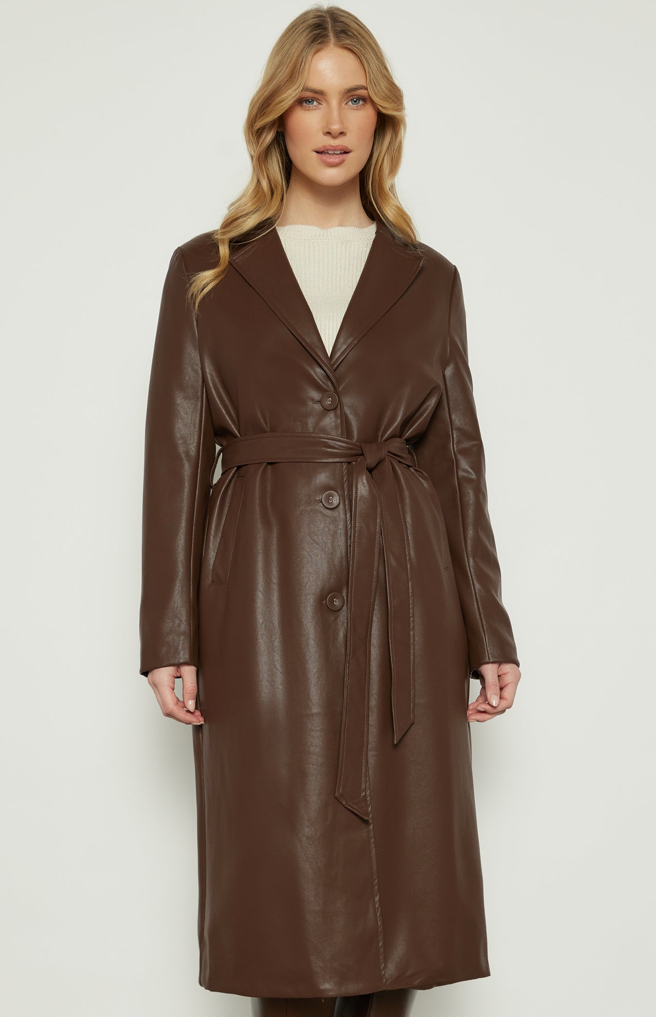 ANIRA LEATHER COAT - Espresso