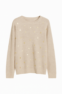 GOLDIE HEART KNIT JUMPER - Beige