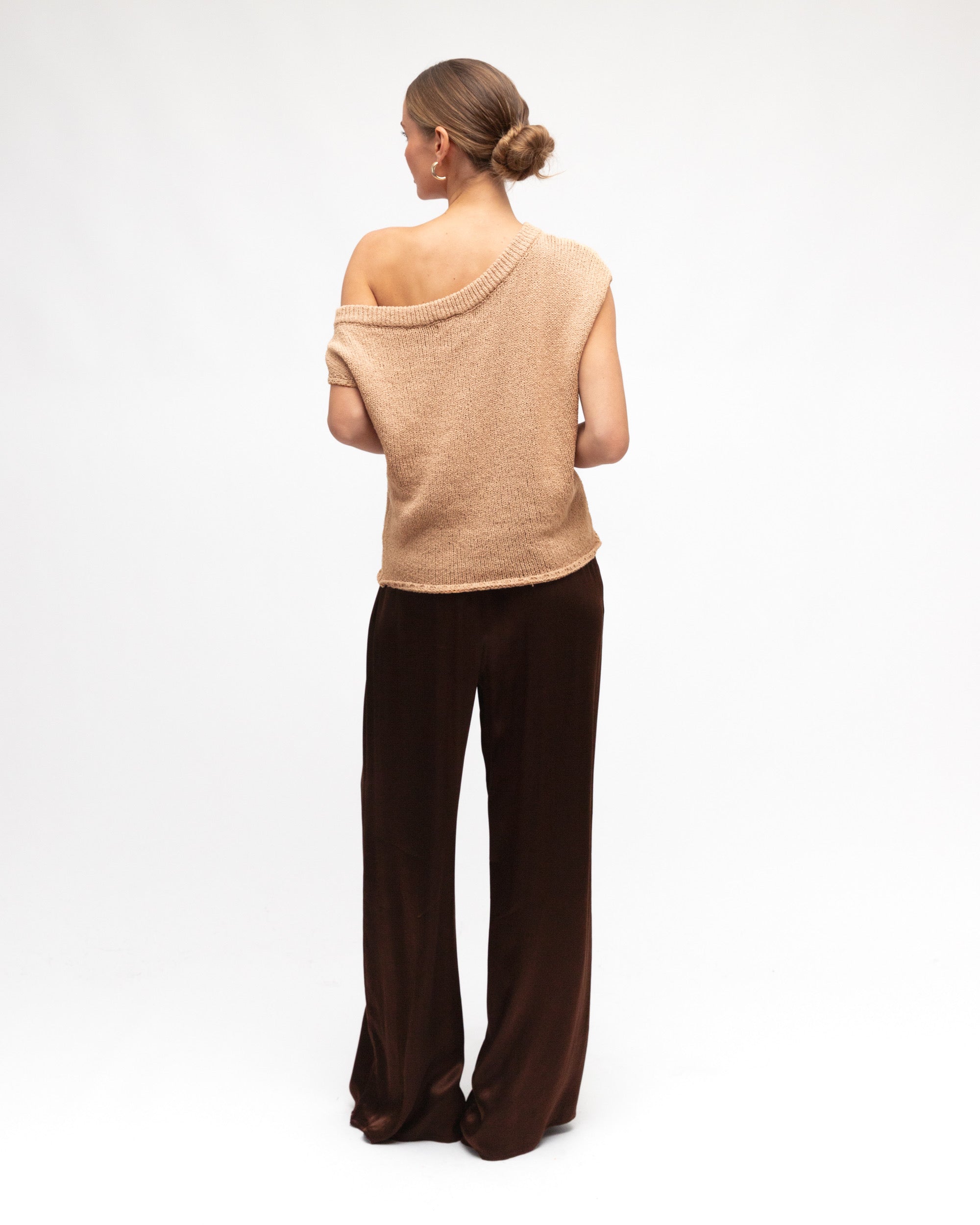 BRODIE ASYM KNIT TOP - Natural