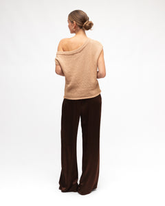BRODIE ASYM KNIT TOP - Natural
