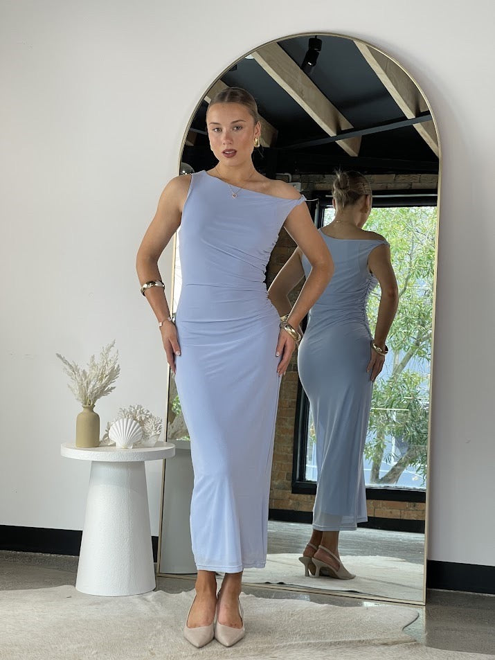 ALLURE MESH DRESS - Blue