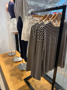 COASTAL LINES LONG SLEEVE TOP - Navy Ivory stripes