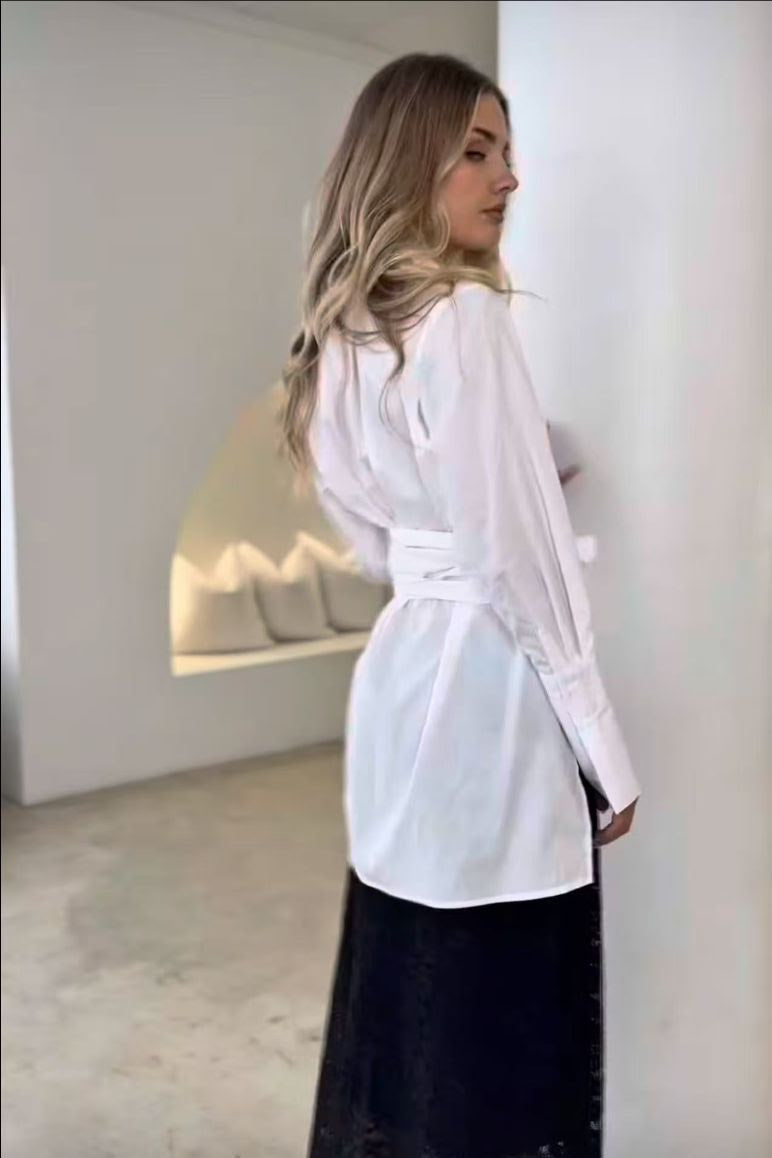 OPAL COTTON TIE UP SHIRT - White