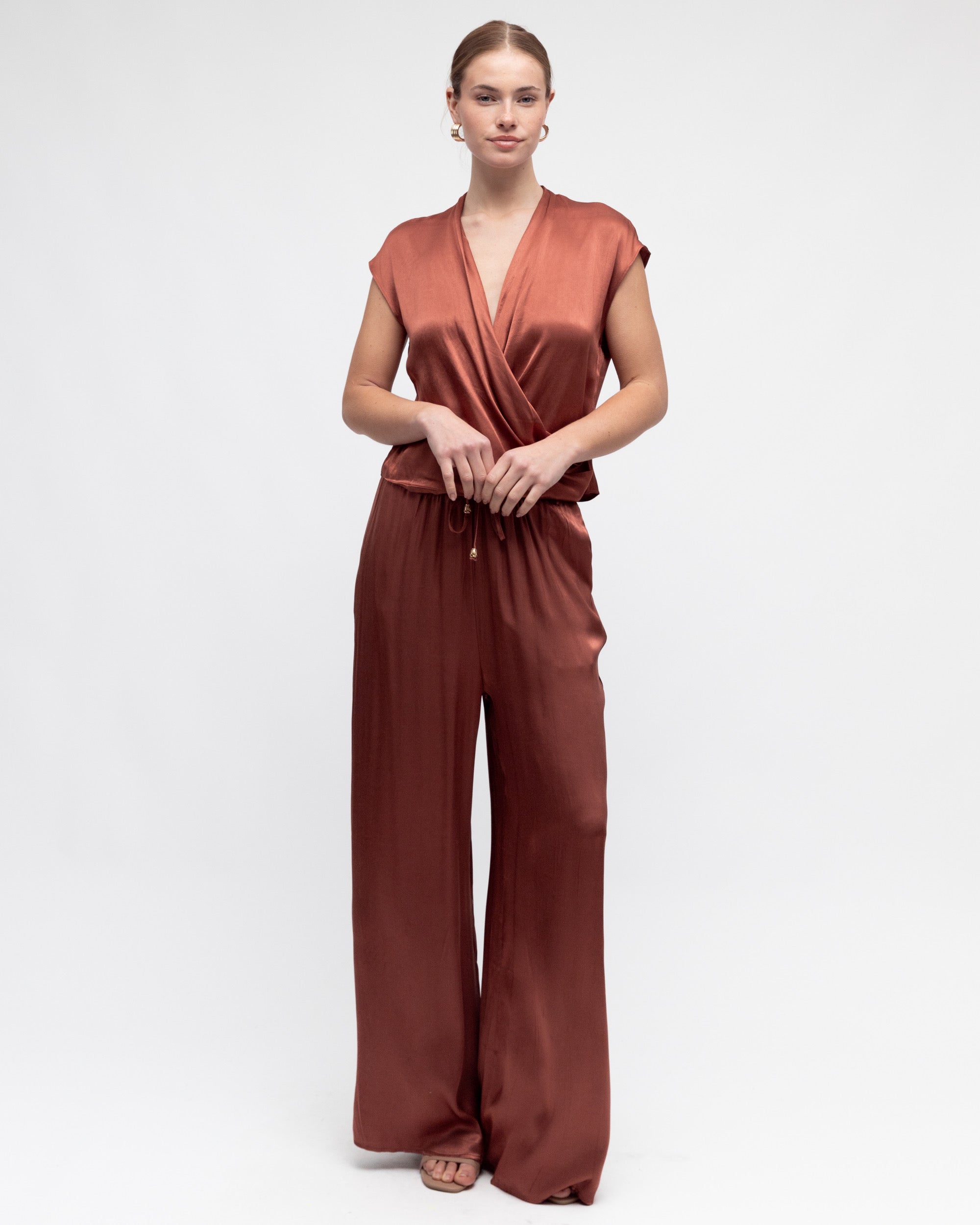 FLORENCE SATIN PANTS - Rich Copper