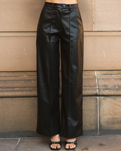 SYLVIE VEGAN LEATHER PANTS - Black