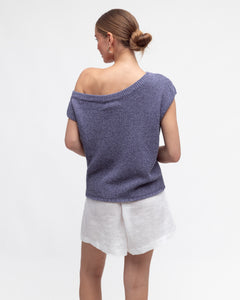 BRODIE ASYM KNIT TOP - INDIGO