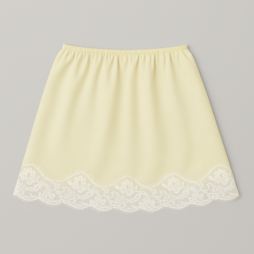 MERYL LACE SATIN MINI SKIRT - Lemon