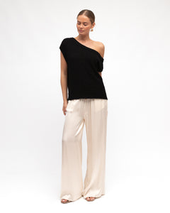 BRODIE ASYM KNIT TOP - Black