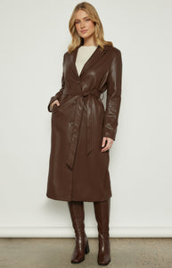 ANIRA LEATHER COAT - Espresso