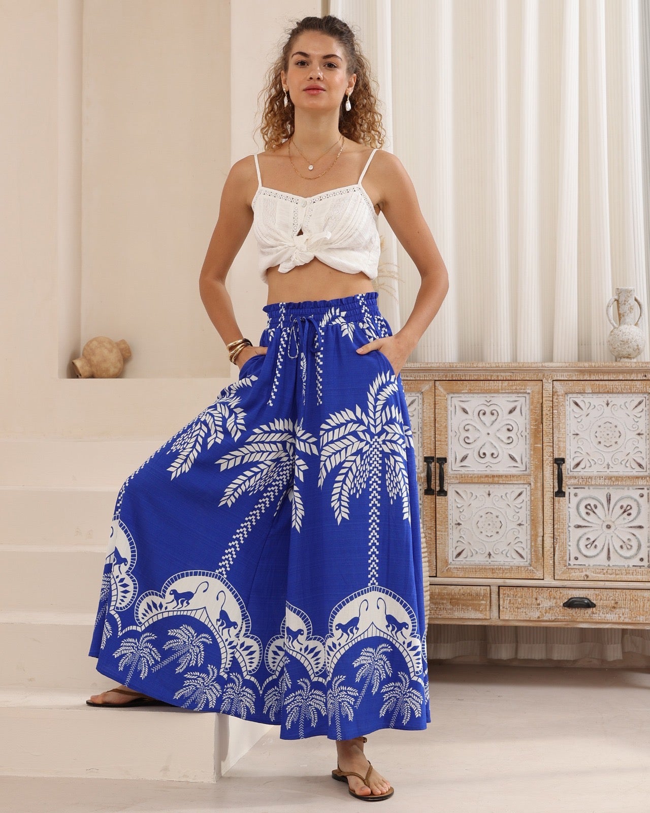 BRIANA PANTS - Tropical Blue