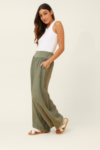 KORA LINEN PANTS - Khaki