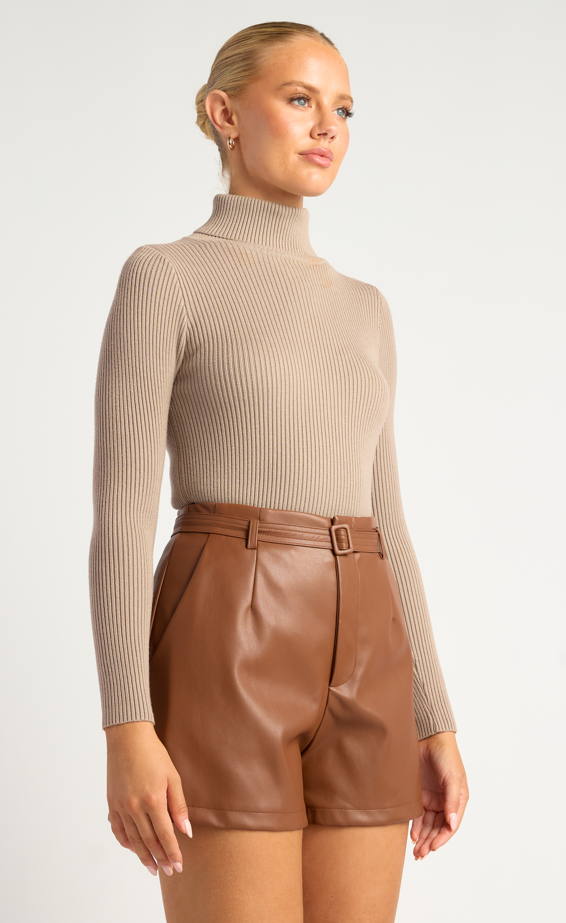 BRONTE KNIT TOP - Mushroom