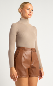 BRONTE KNIT TOP - Mushroom