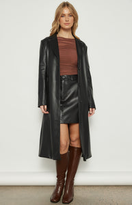 ANIRA FAUX LEATHER COAT - Black