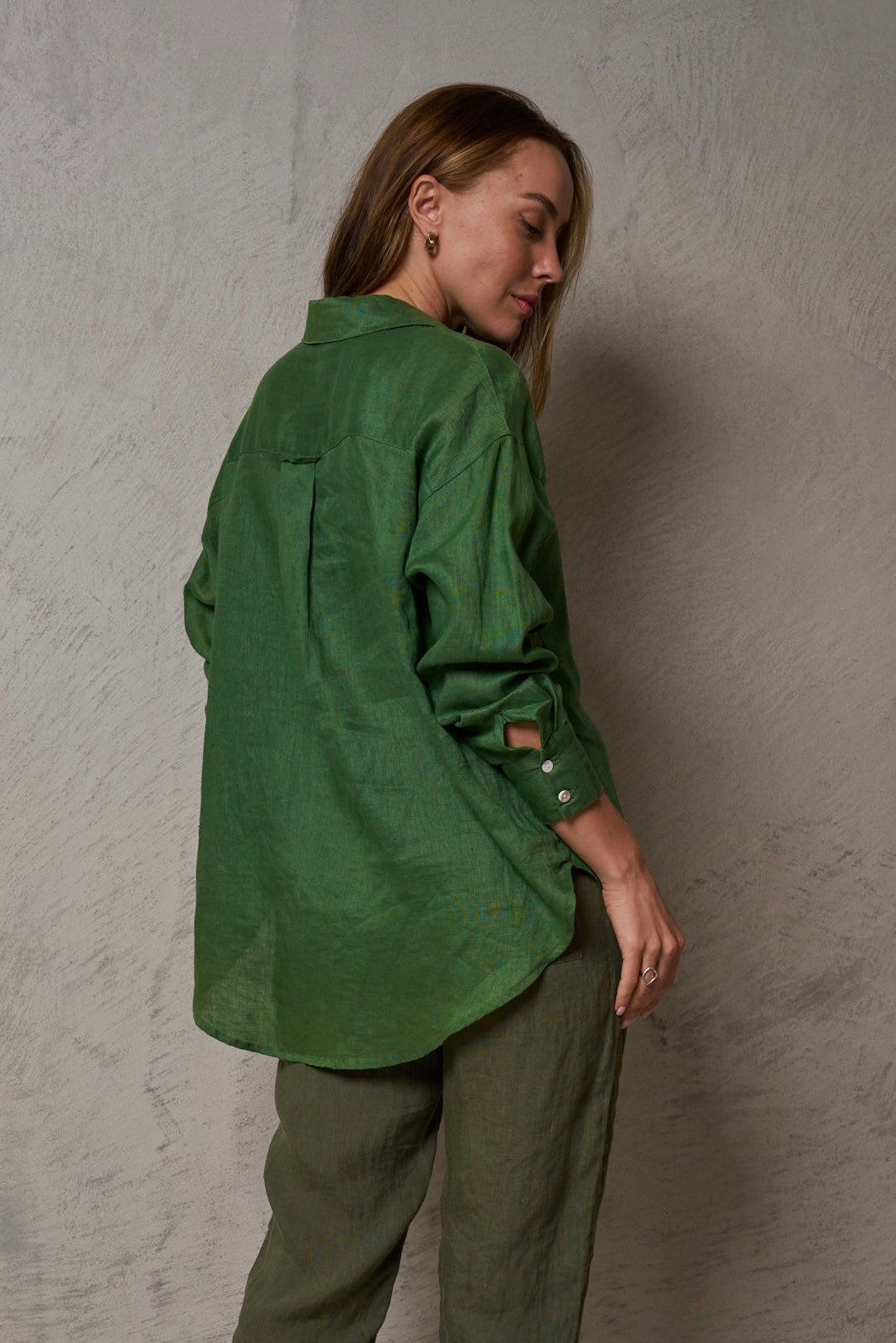 JESSICA LINEN SHIRT - Fern Green