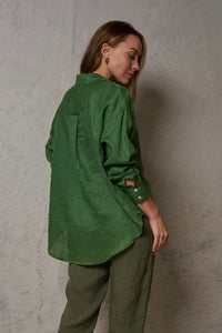JESSICA LINEN SHIRT - Fern Green