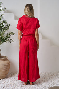 GUS LINEN SHIRT - Rasberry Red