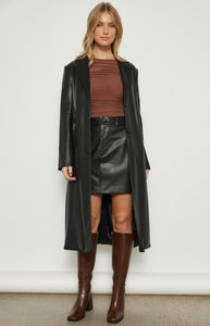 ANIRA FAUX LEATHER COAT - Black