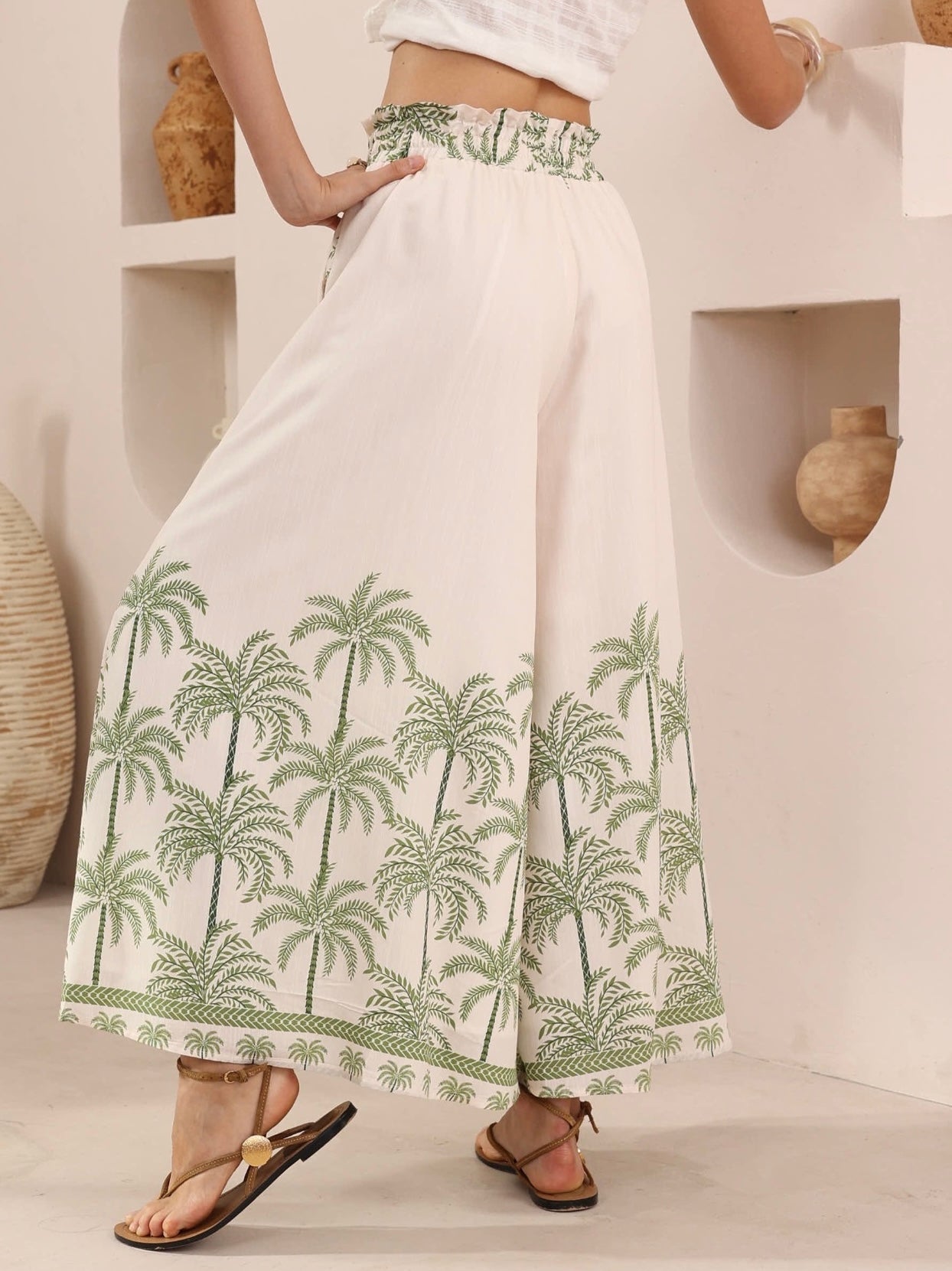 BRIANA PANTS - Green Palms