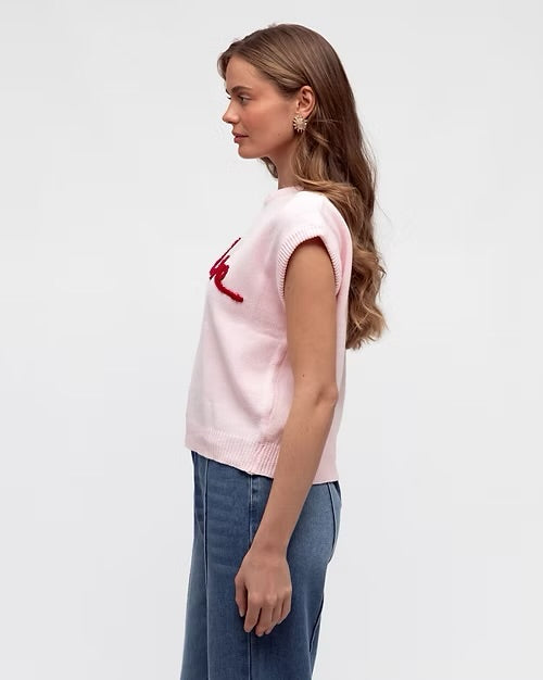 LOVE KNIT VEST - Pink