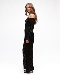 LUNA LACE OFF-SHOULDER TOP - Black