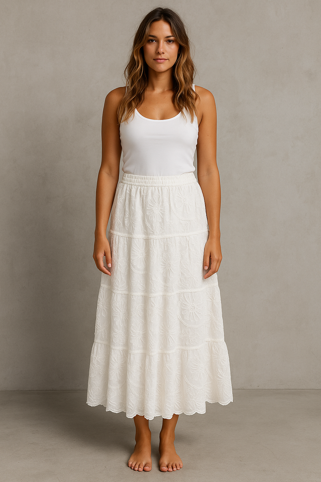 ARIA LACE MAXI SKIRT - White