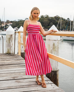 LENATA STRIPE MIDI DRESS