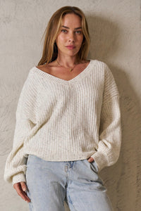 ELSA V NECK JUMPER - Cream
