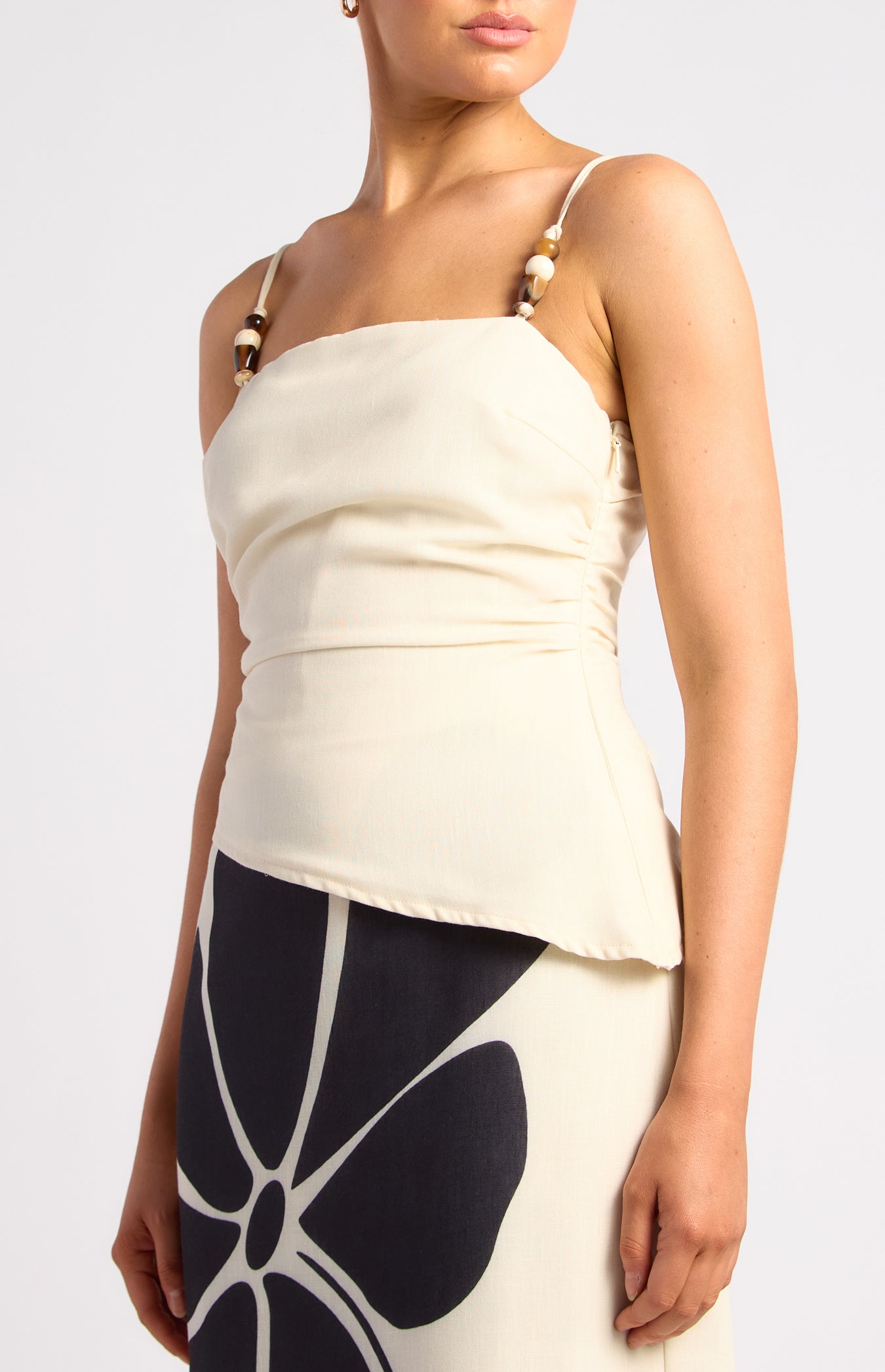 SOLEIL BEADED TOP - Beige