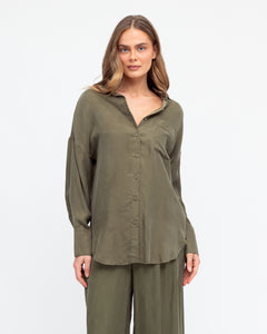 PEARL CUPRO SHIRT - Olive