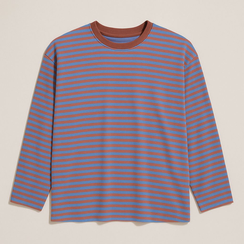COASTAL LINES LONG SLEEVE TOP - Blue & Brown