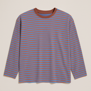 COASTAL LINES LONG SLEEVE TOP - Blue & Brown