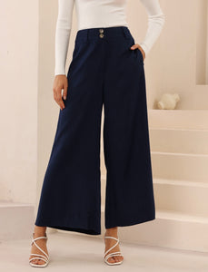 MARIANA WIDE LEG PANTS - Navy