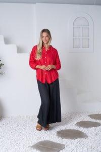 JESSICA LINEN SHIRT - Red