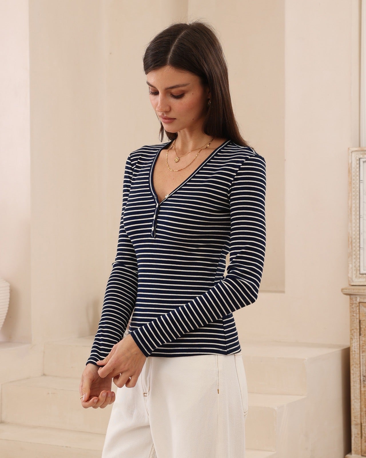 DALMA TOP - Navy/White