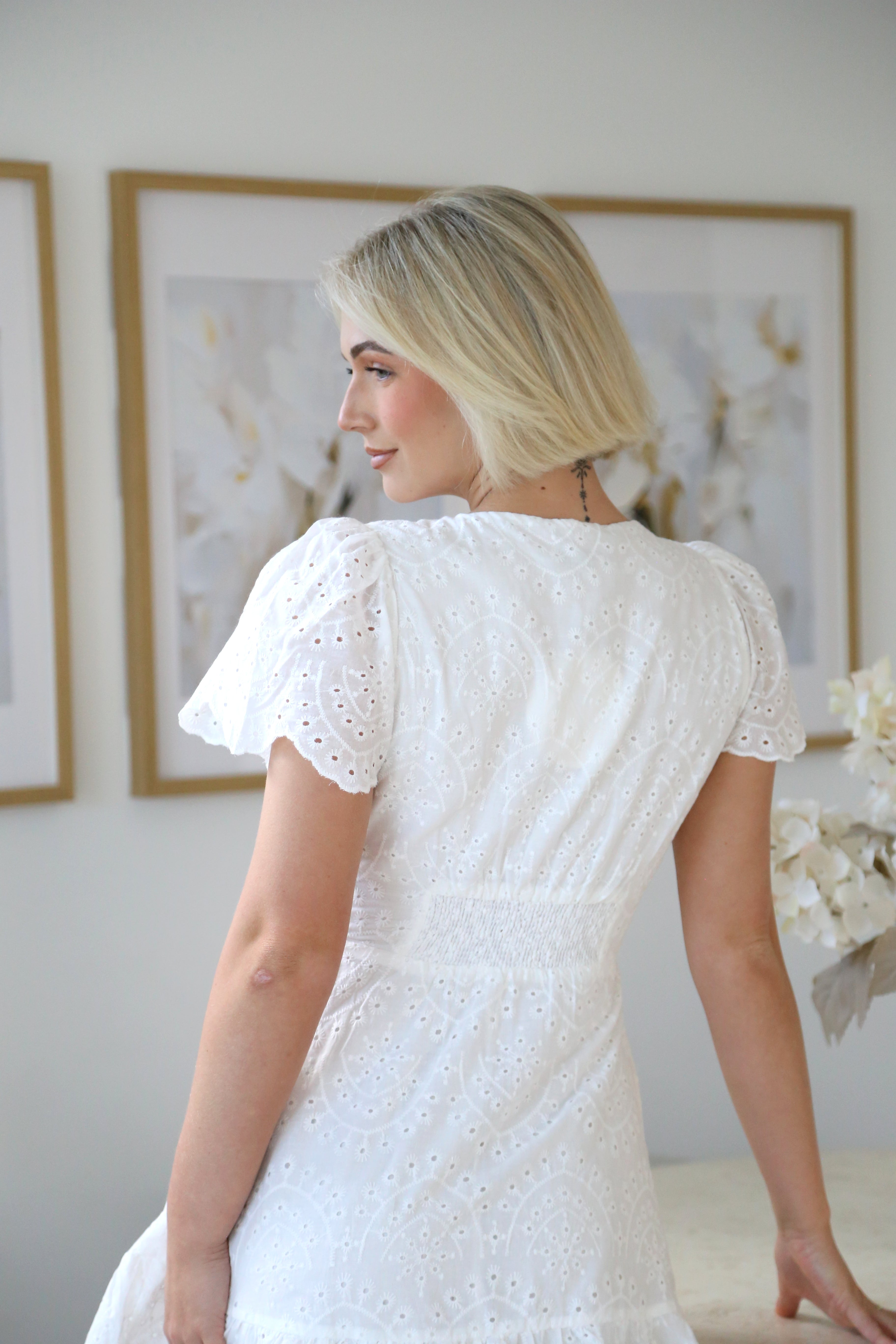 BRIA LACE DRESS - White