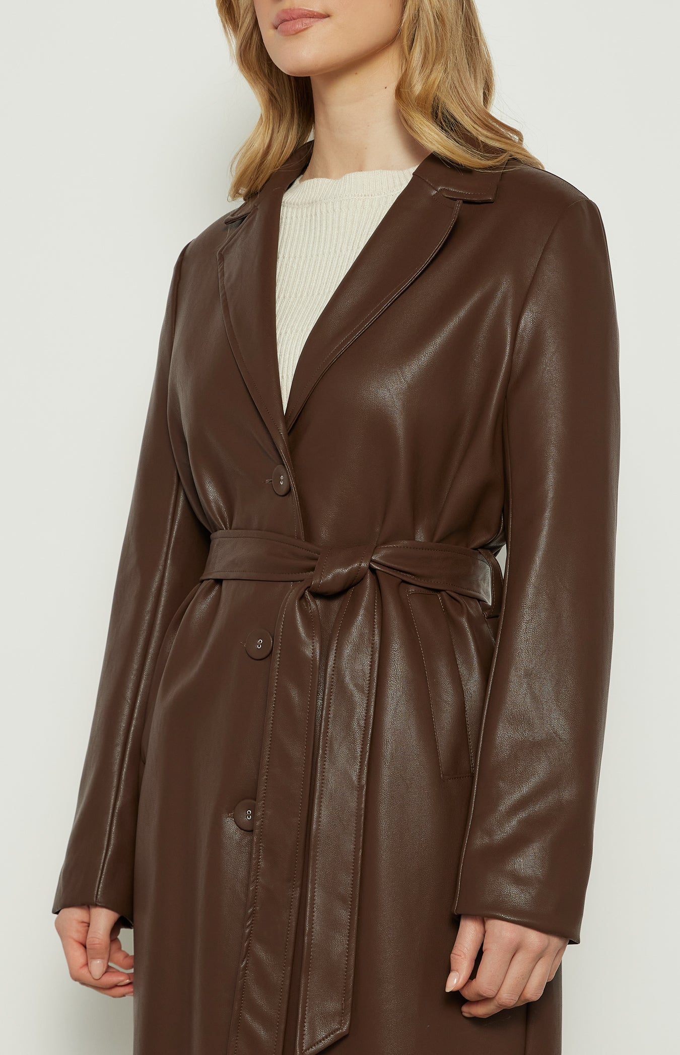 ANIRA LEATHER COAT - Espresso