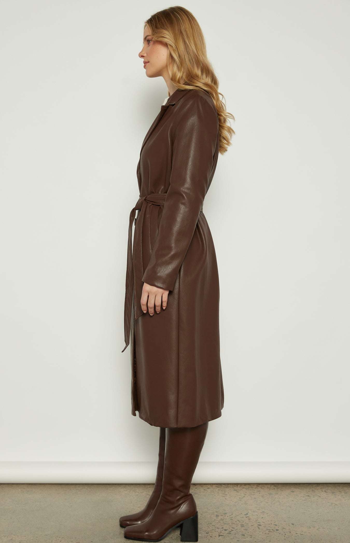 ANIRA LEATHER COAT - Espresso