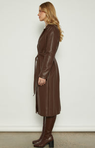 ANIRA LEATHER COAT - Espresso