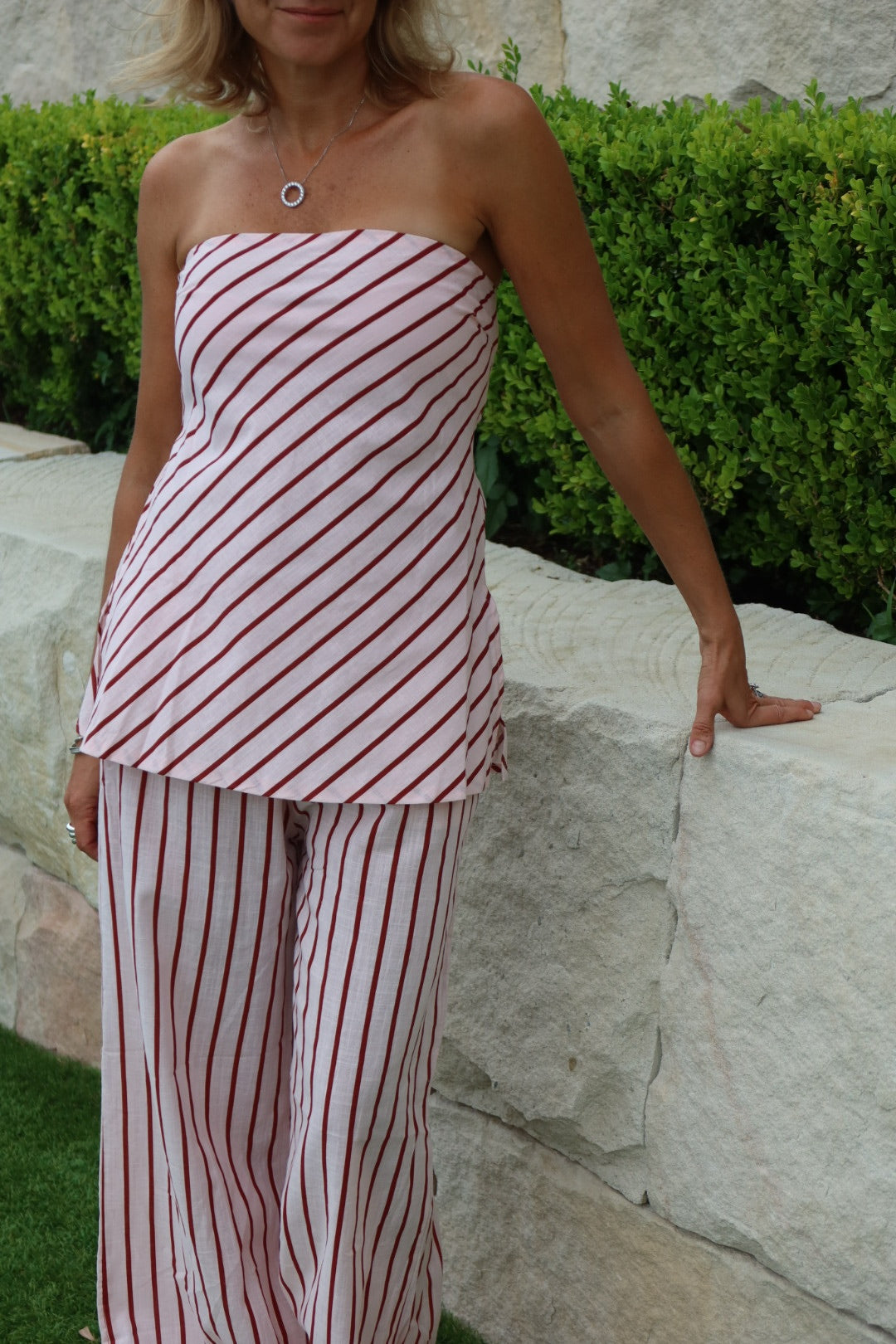 YANA STRAPLESS SET - Pink Stripe