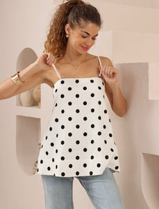 HELENA STRAPLESS TOP - Black Polka