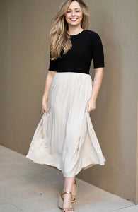 AUDREY CONTRAST MIDI DRESS