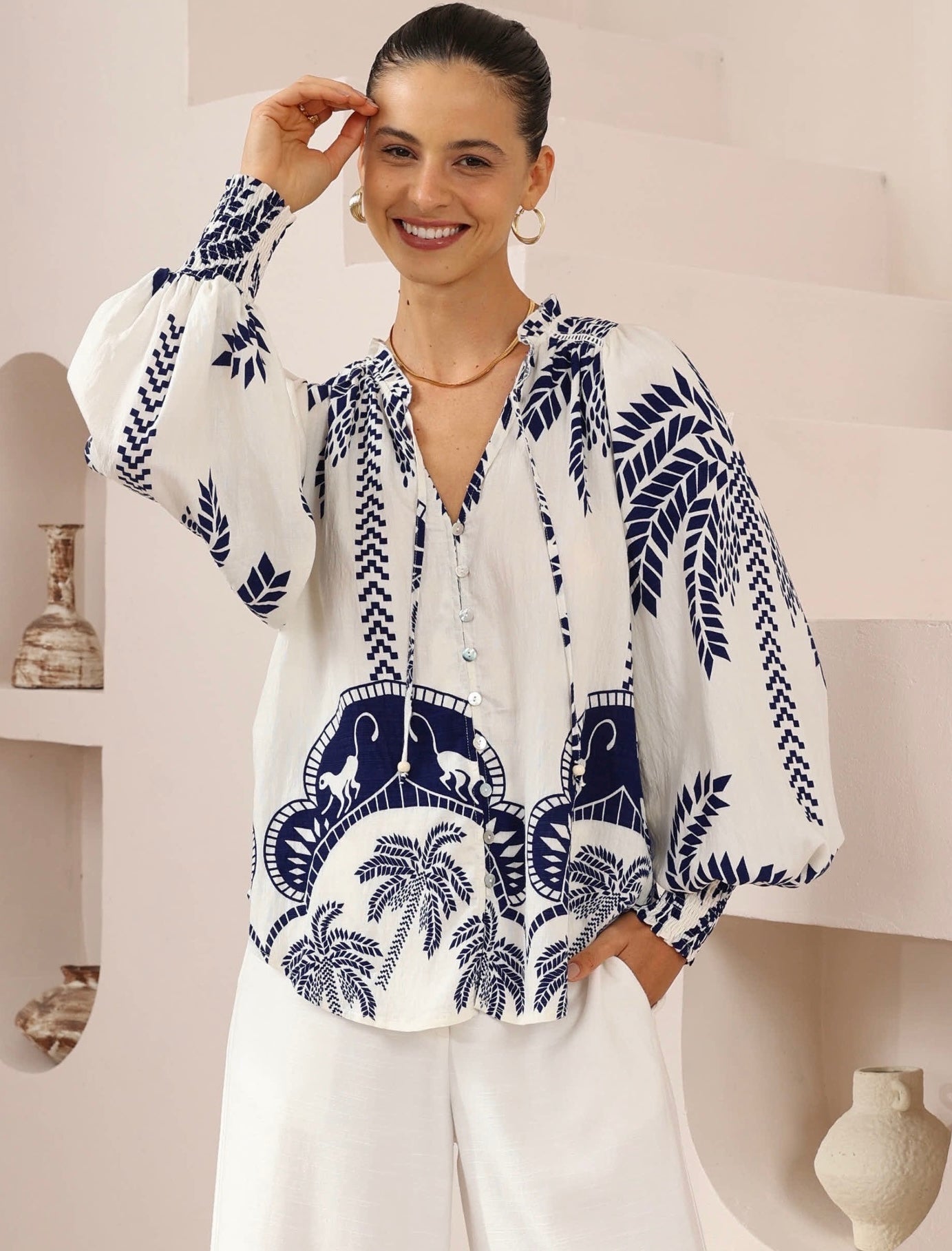NIAMA TOP NAVY WHITE