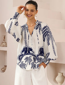 NIAMA TOP NAVY WHITE