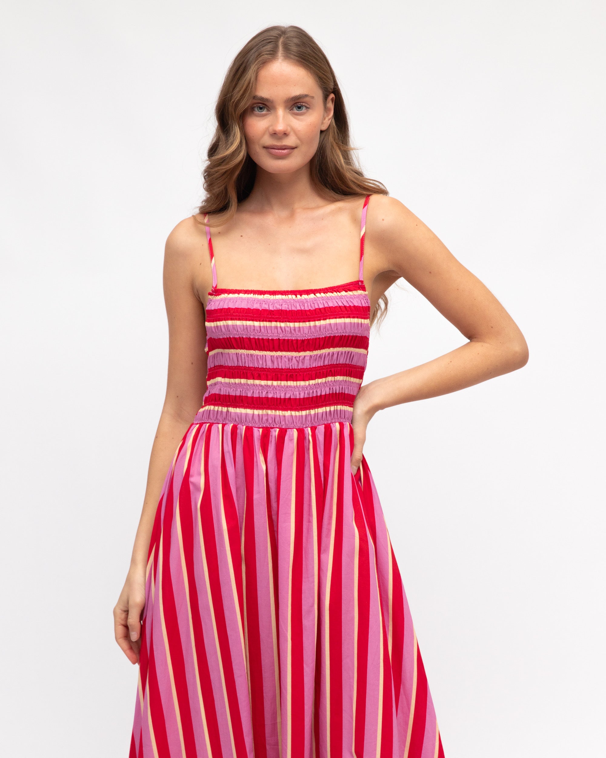 LENATA STRIPE MIDI DRESS